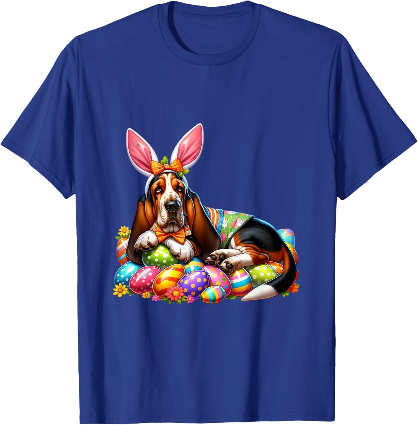 Funny Easter Day Basset Hound Bunny Costume T-Shirt - T-Shirt | Royal