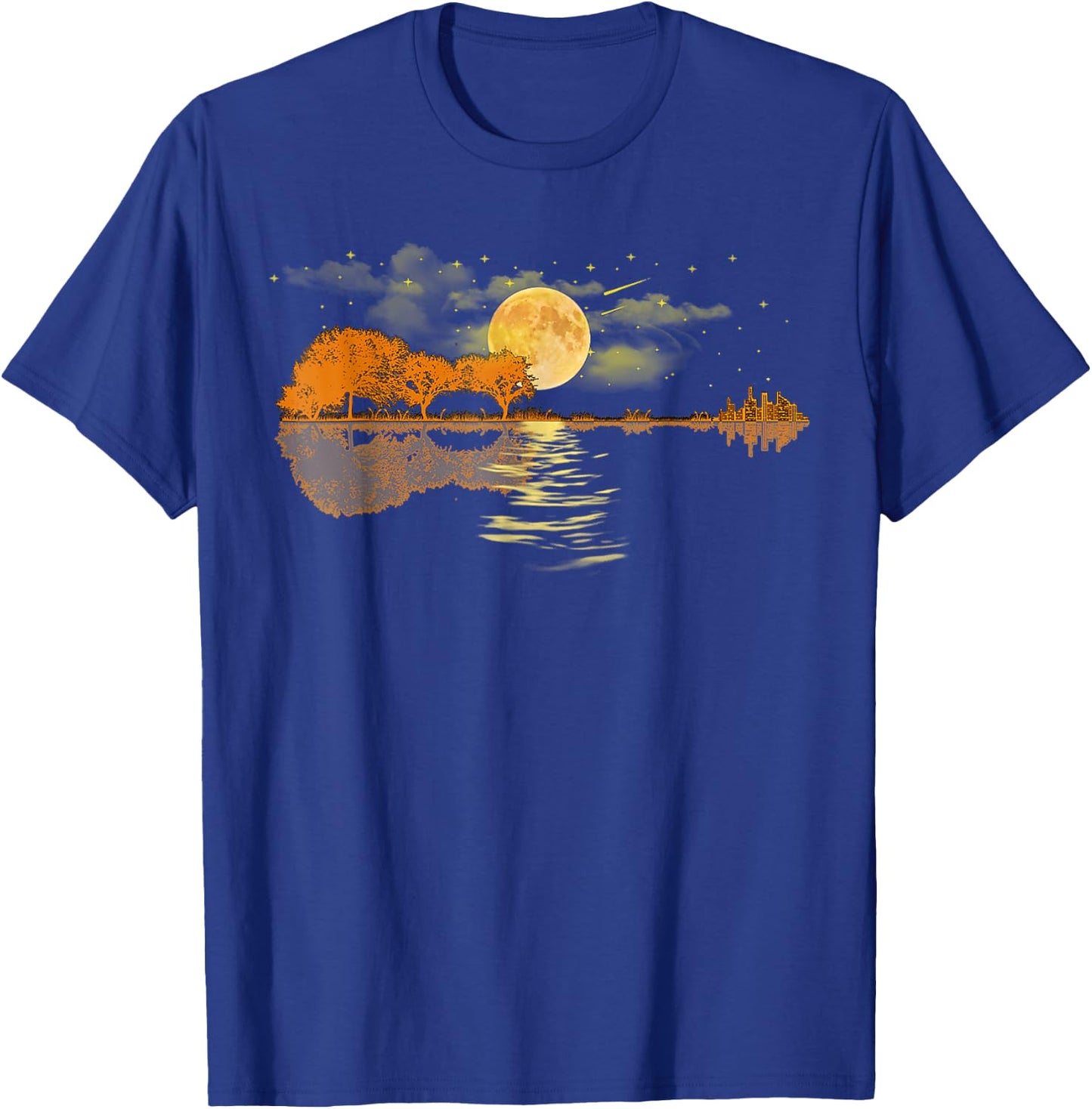 Guitar Lake Reflections Love Musician Acoustic Guitar T-Shirt - T-Shirt | Royal