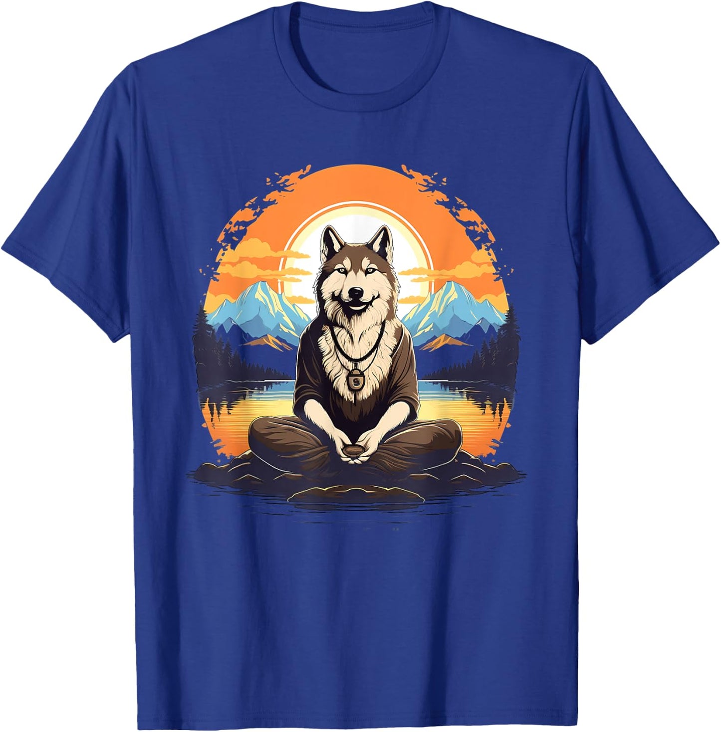 Husky Dog Meditation Yoga Women Kids T-Shirt - T-Shirt | Royal