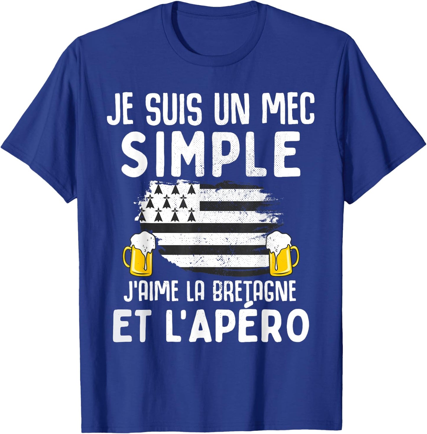Simple guy I love Brittany and aperitif funny man Breton , Black, S T-Shirt - T-Shirt | Royal