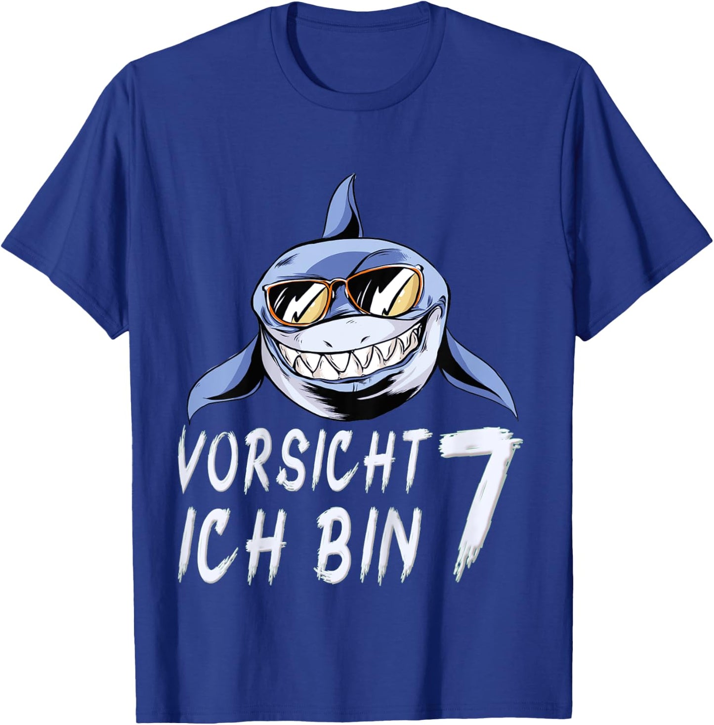 Children's Shark 7 Years Birthday Shirt Boy Shark 7th Birthday , black, 80 T-Shirt - T-Shirt | Royal