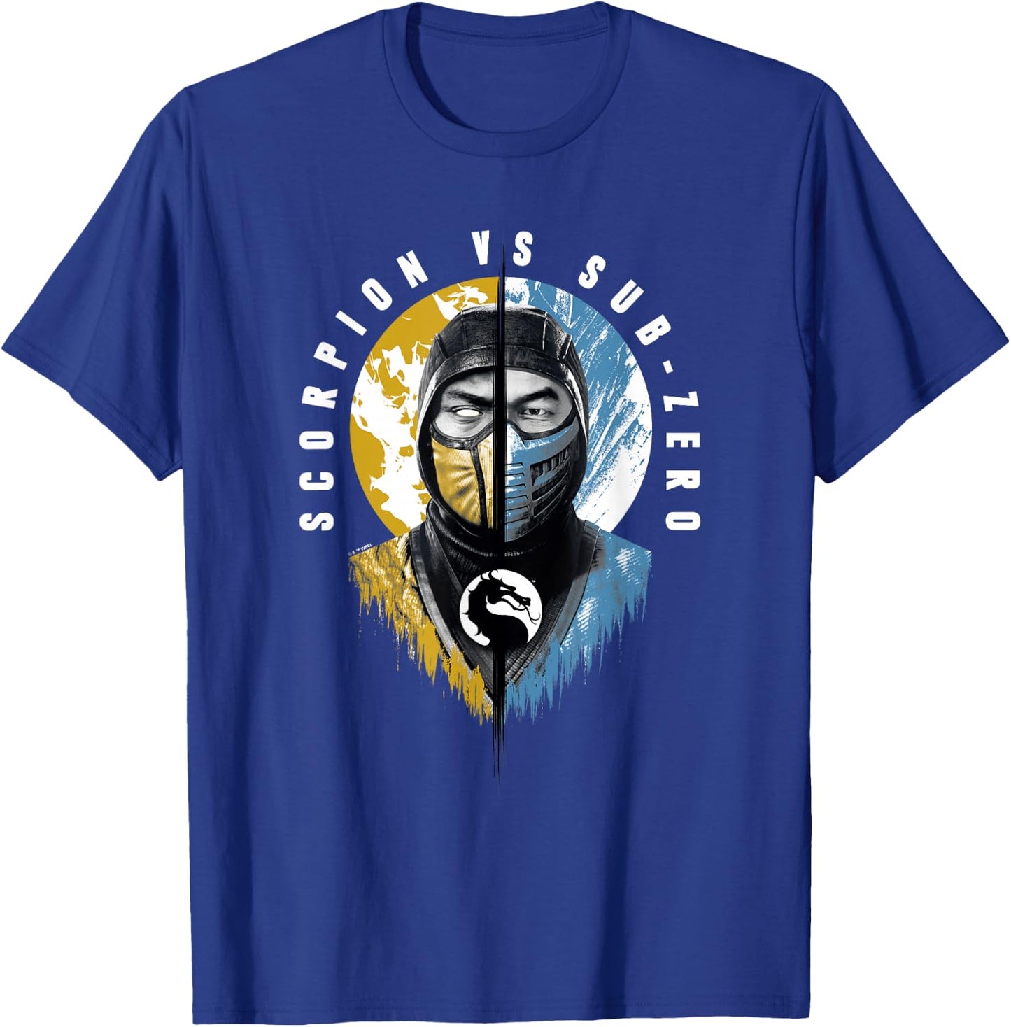 Mortal Kombat Klassic Scorpion vs Sub-Zero Split Portrait T-Shirt - T-Shirt | Royal