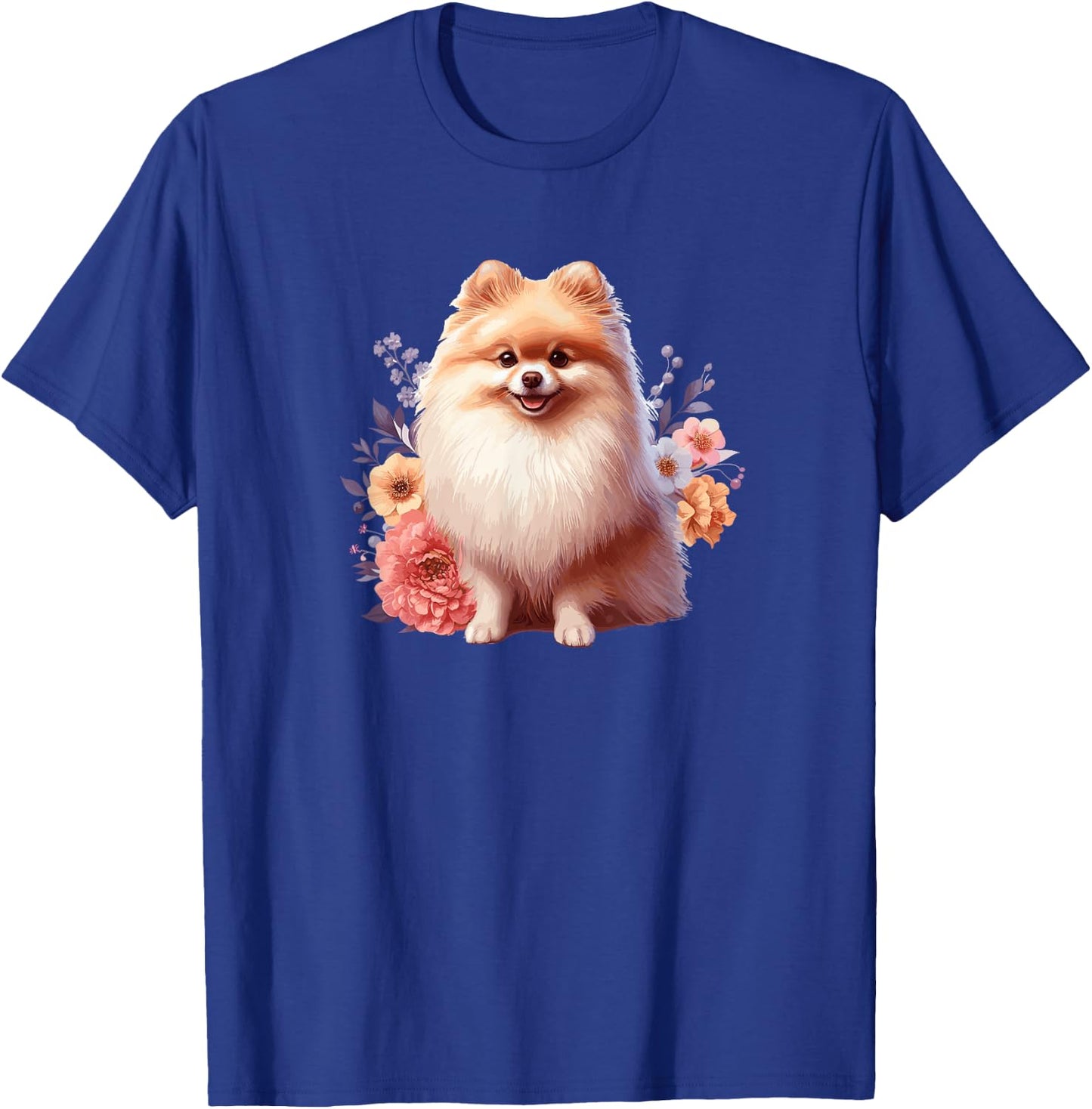 Cute Funny Flowers Floral Pomeranian Lover T-Shirt - T-Shirt | Royal
