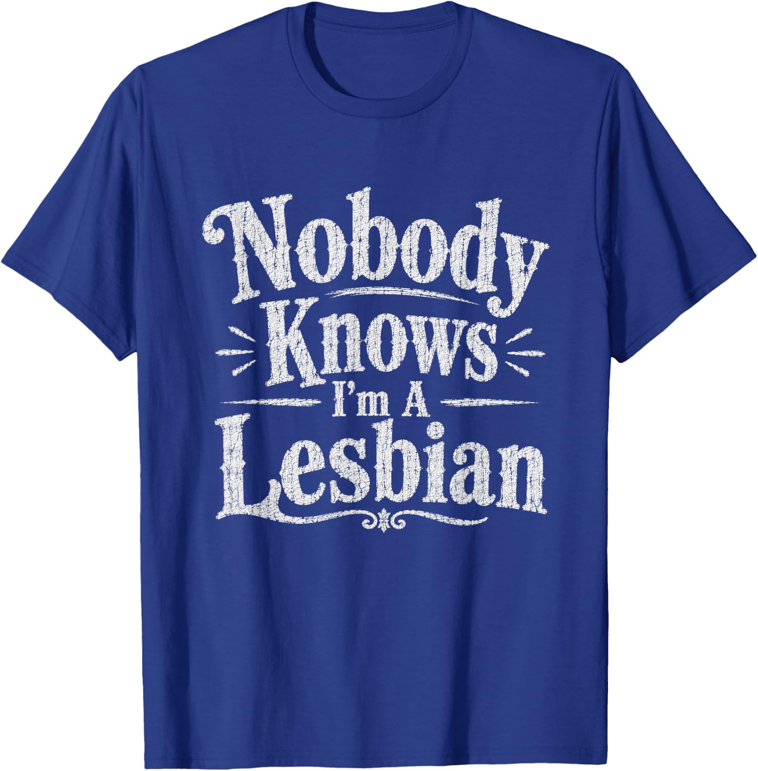 Nobody Knows I'm A Lesbian Funny Vintage T-Shirt - T-Shirt | Royal