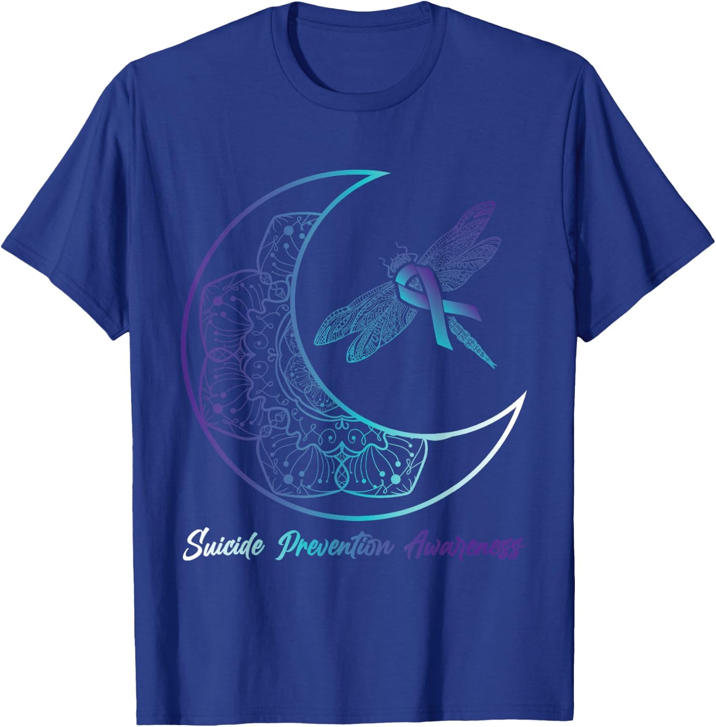 Suicide Depression Moon Dragonfly Prevention Awareness T-Shirt - T-Shirt | Royal