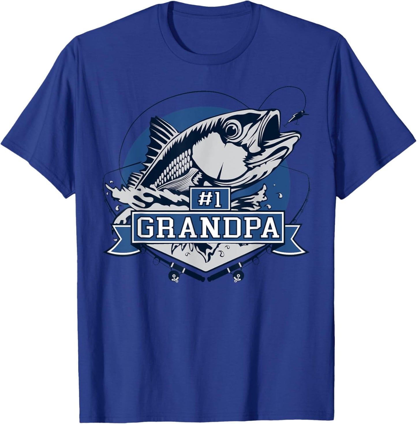 Number One Grandpa Blue Fish Caught T-Shirt - T-Shirt | Royal