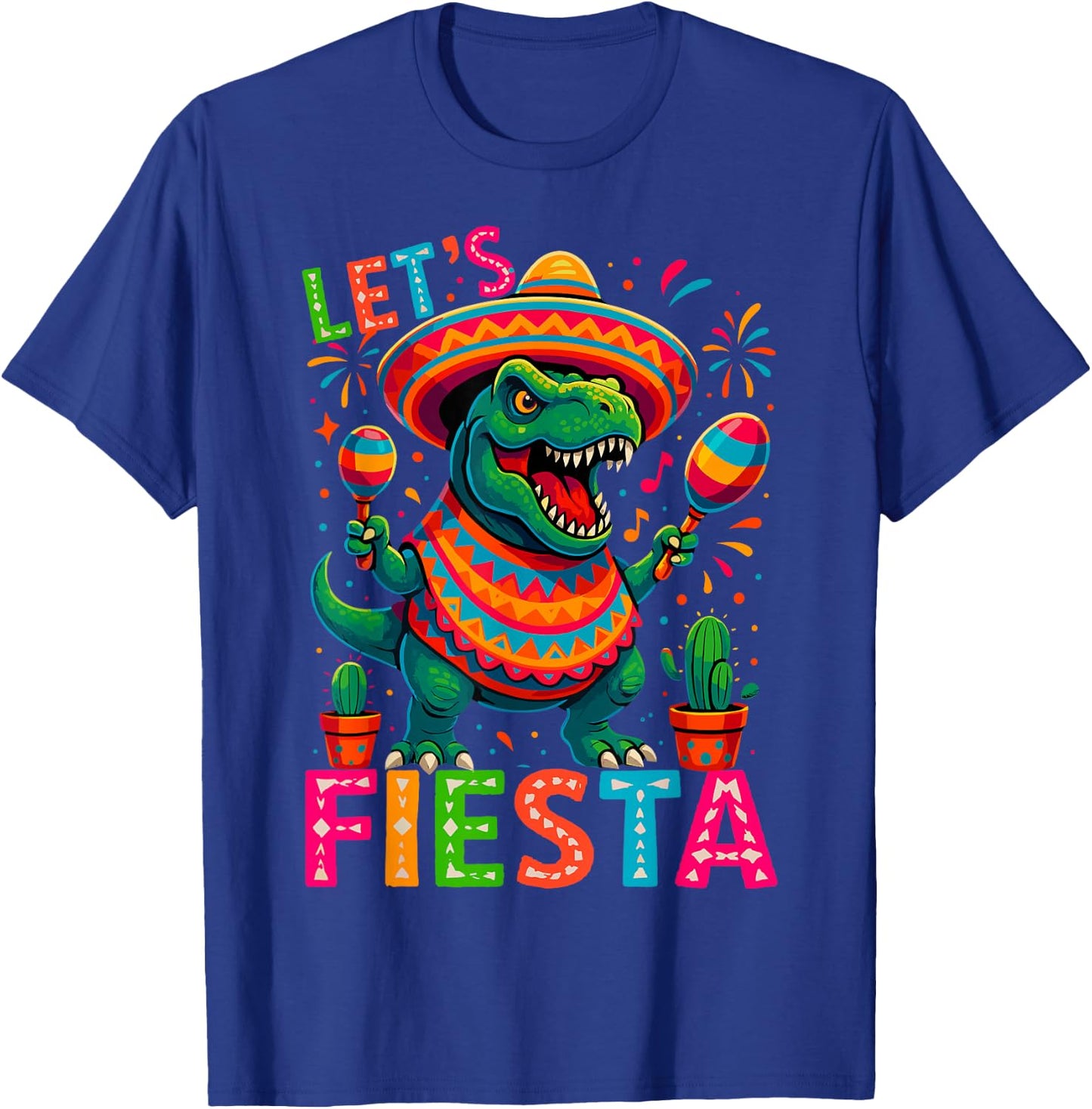 Let's Celebrate Fiesta Mexican Trex Dino Cinco De Mayo T-Shirt - T-Shirt | Royal