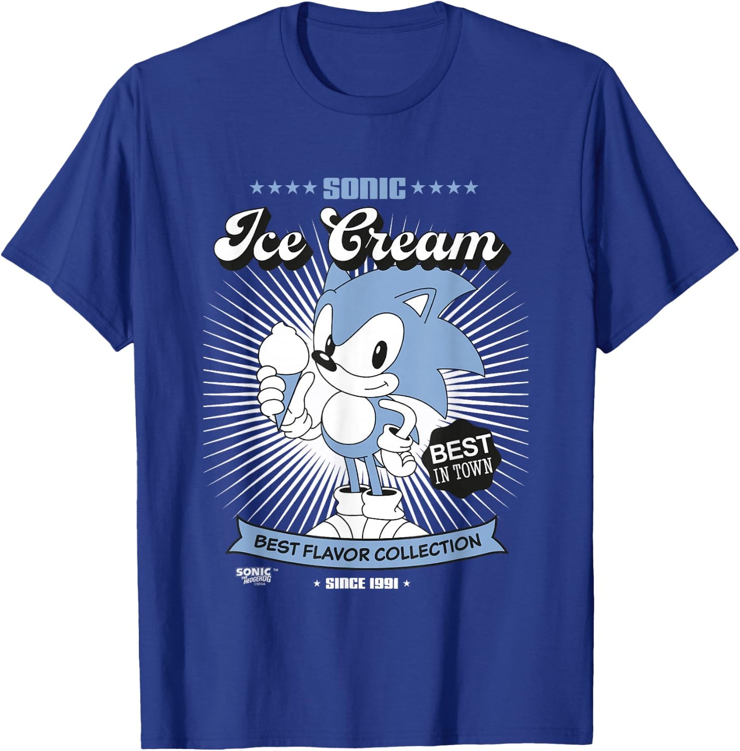 Sonic The Hedgehog Sonic Ice Cream Best in Town Vintage T-Shirt - T-Shirt | Royal