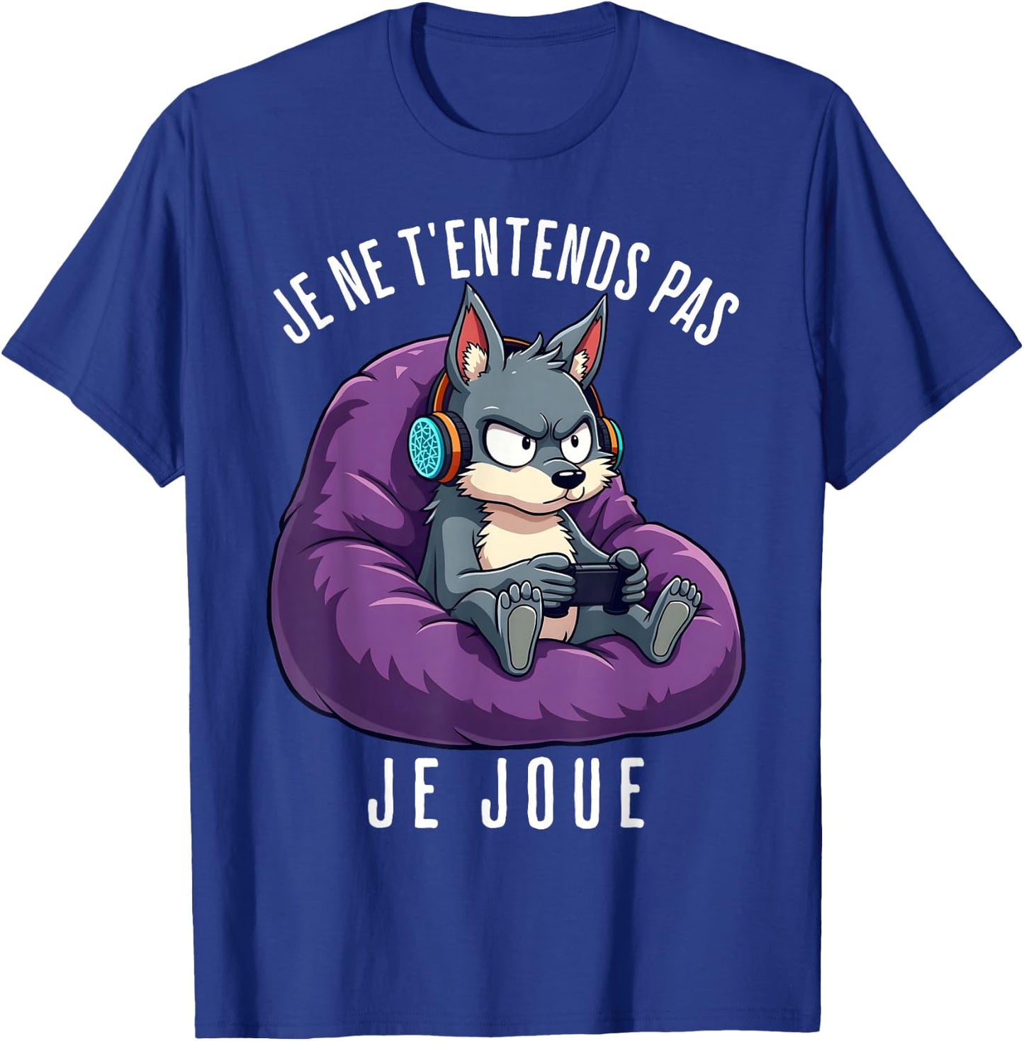 Funny Wolf Gamer Funny Man Boy , Black, S T-Shirt - T-Shirt | Royal