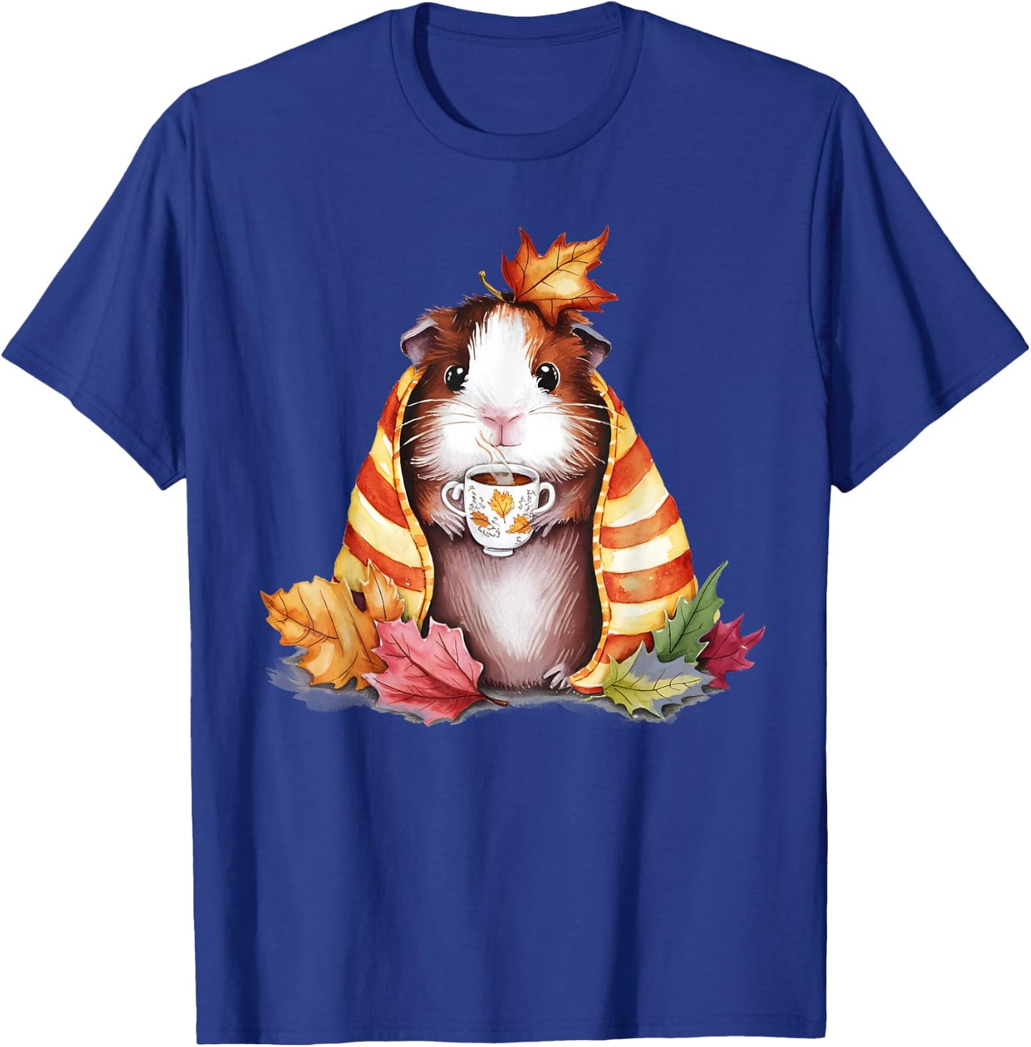 Autumn Guinea Pig In A Blanket Fall Coffee Cup Fall Vibes T-Shirt - T-Shirt | Royal