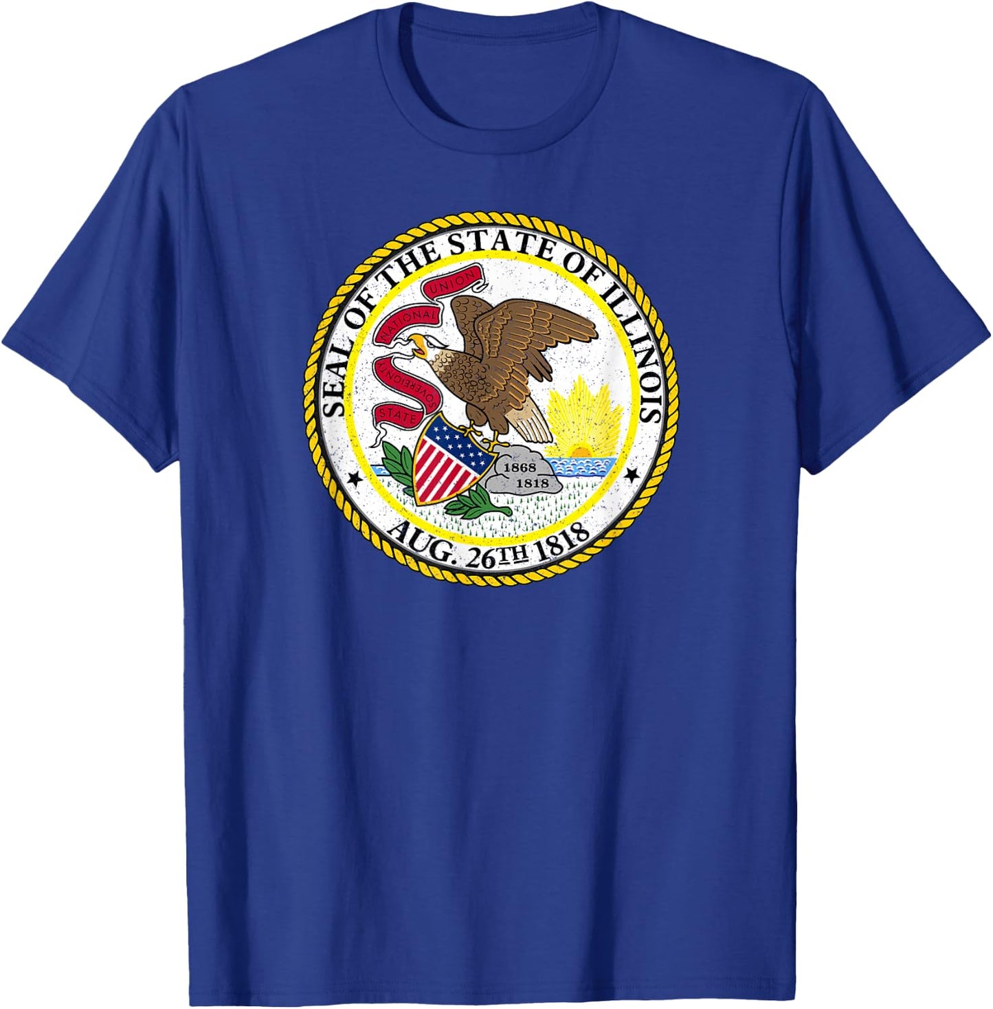 Illinois State Seal Flag T-Shirt - T-Shirt | Royal