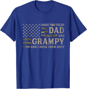 I Have Two Titles Dad & Grampy Camo USA Flag Grandpa T-Shirt - T-Shirt | Royal