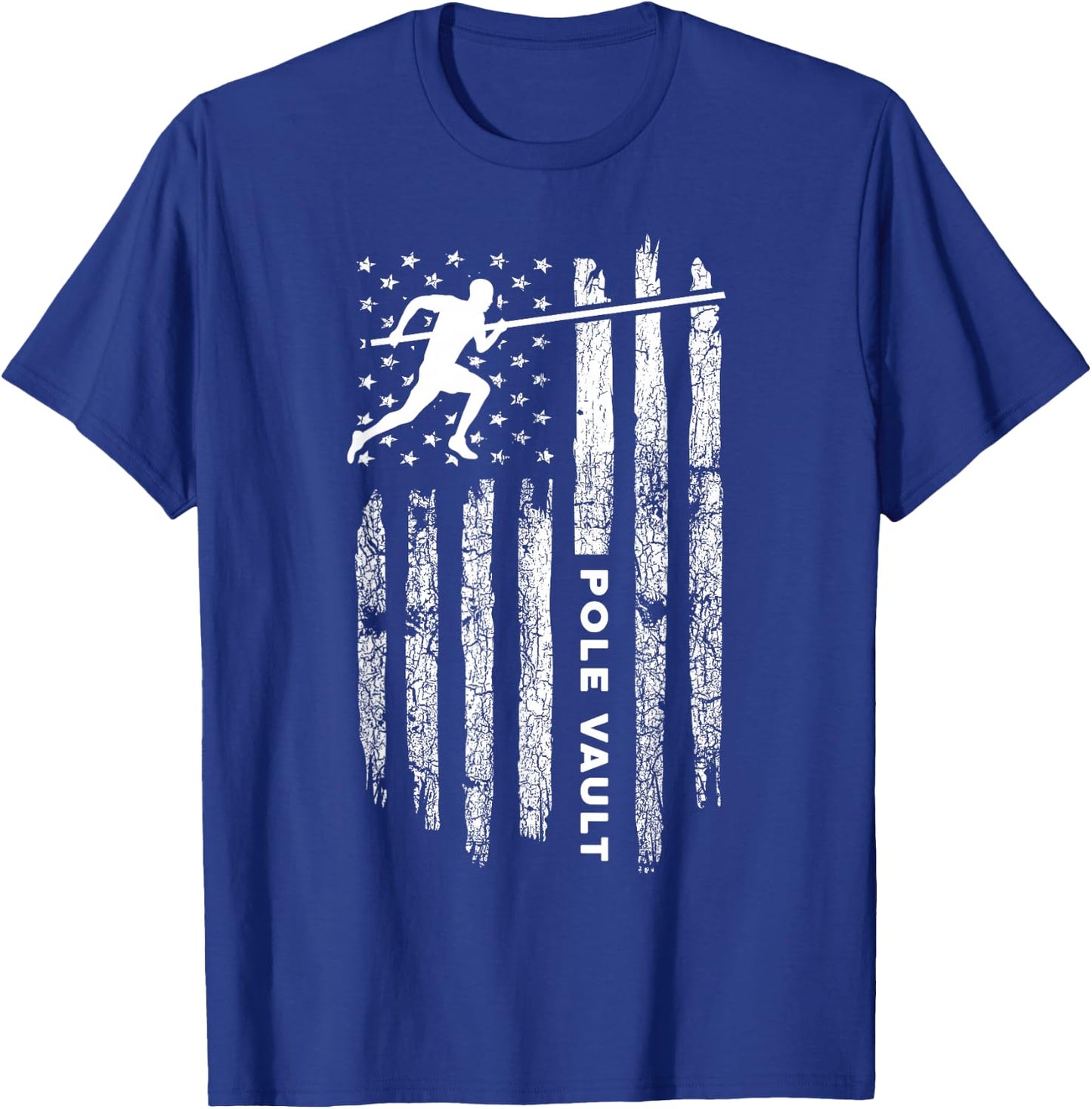 American Flag Pole Vault Apparel - Vintage Pole Vault T-Shirt - T-Shirt | Royal