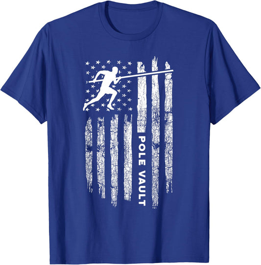 American Flag Pole Vault Apparel - Vintage Pole Vault T-Shirt - T-Shirt | Royal