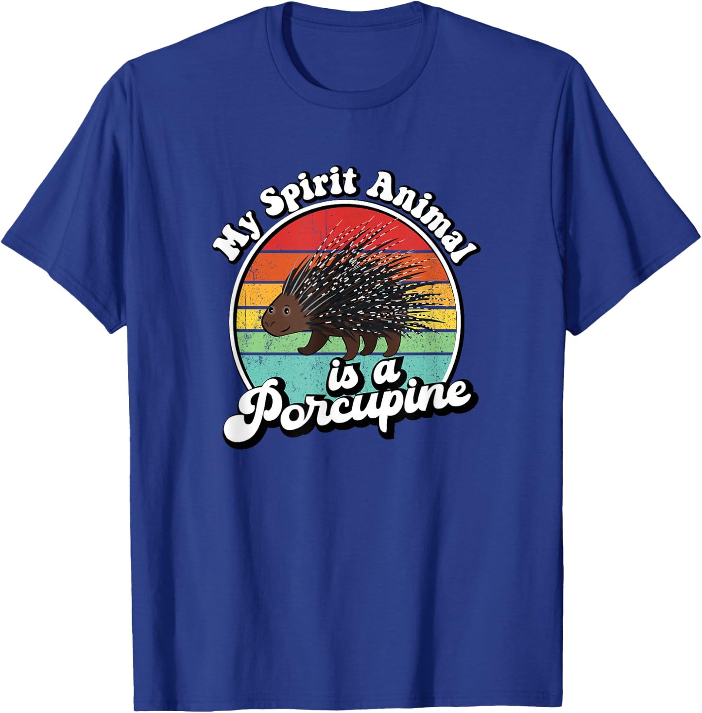 Funny Vintage Retro Spirit Animal Porcupine Lover T-Shirt - T-Shirt | Royal