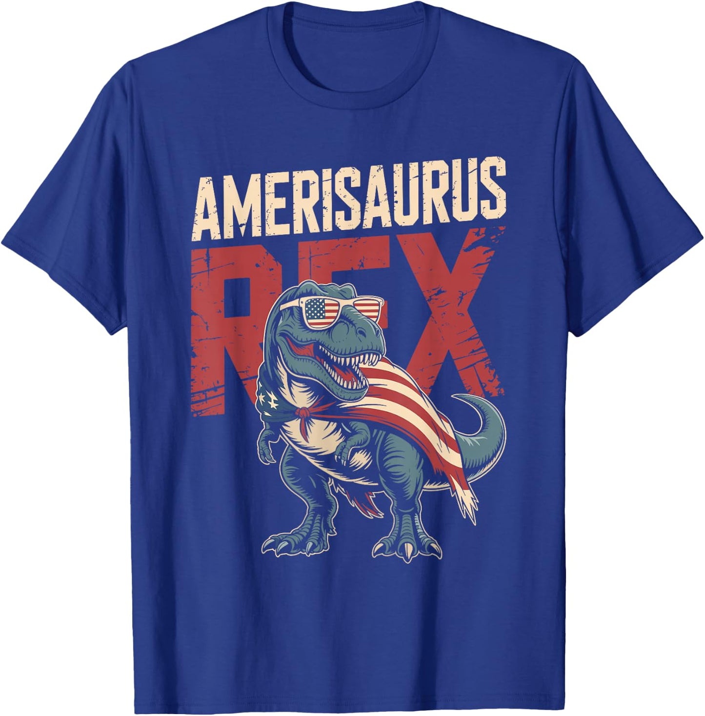 Funny 4th of July Dinosaur Amerisaurus Rex Boys Kids Youth T-Shirt - T-Shirt | Royal
