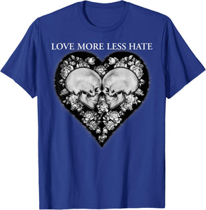 Love more Hate less_Vintage Skull and Rose T-Shirt - T-Shirt | Royal