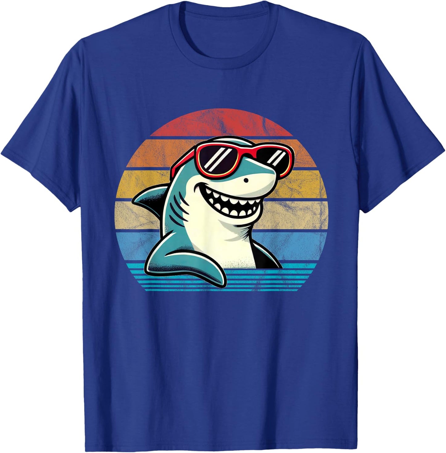 Cool Retro Shark in Sunglasses 70s 80s 90s Funny Shark T-Shirt - T-Shirt | Royal