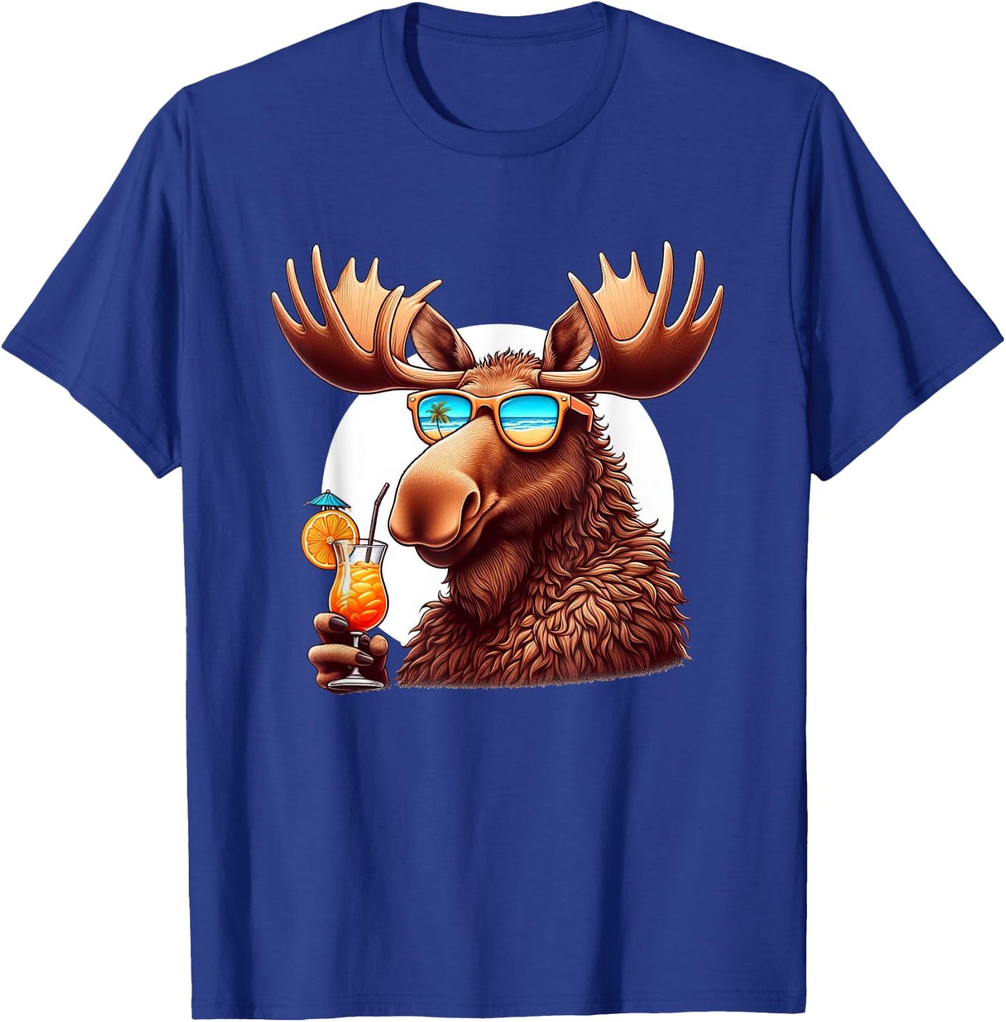 Funny Moose Summer Vacation Sunglasses Moose T-Shirt - T-Shirt | Royal