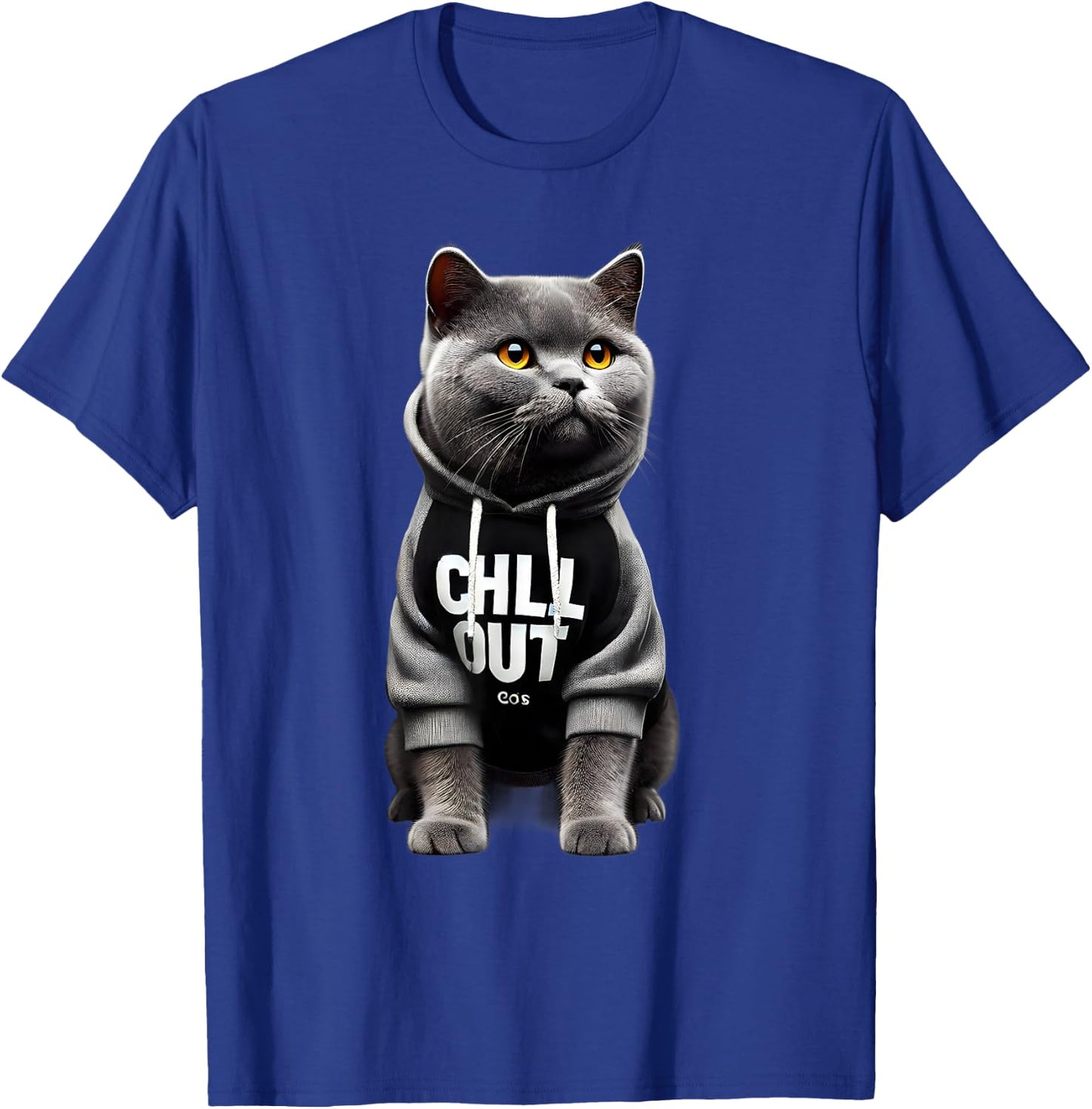 Funny Lazy British Shorthair Cat Chillin Relaxing Chill Out T-Shirt - T-Shirt | Royal