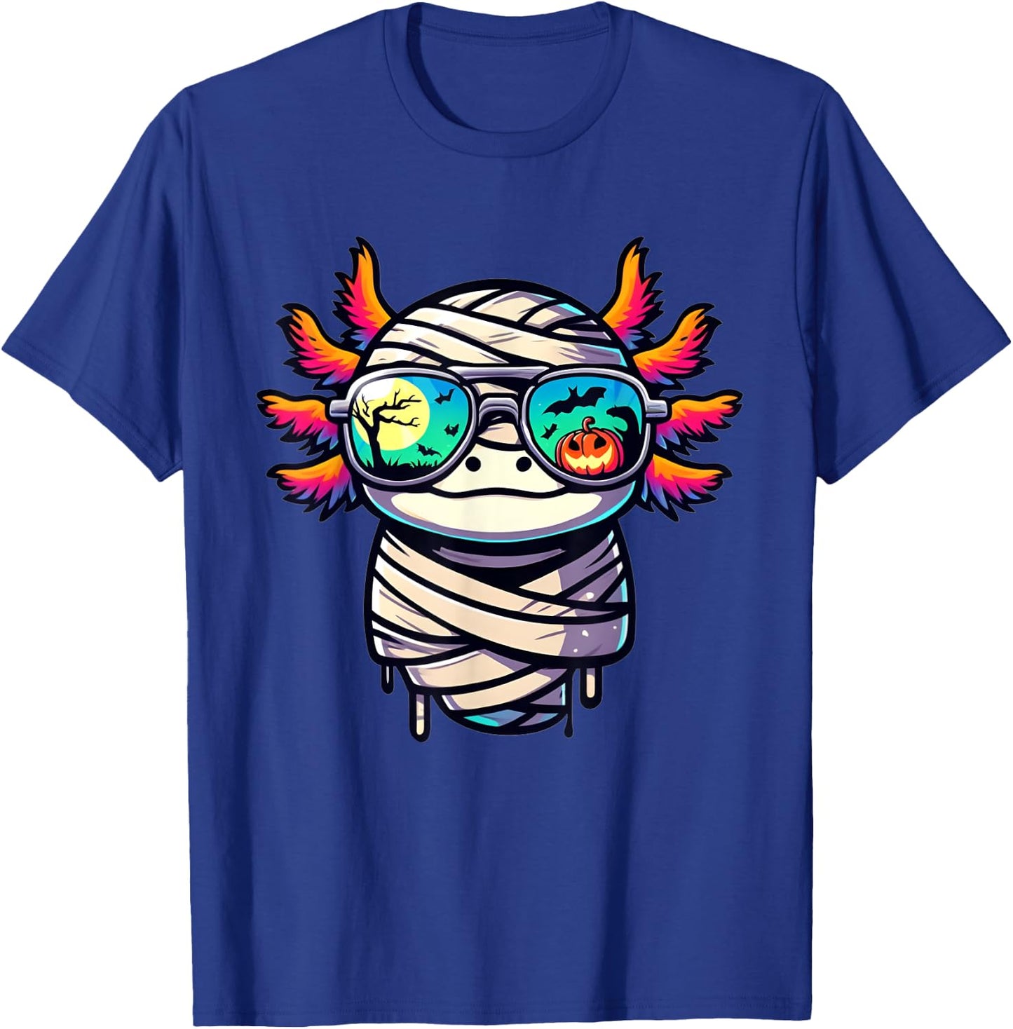 Halloween Axolotl Mummy Wrapped In Style T-Shirt - T-Shirt | Royal
