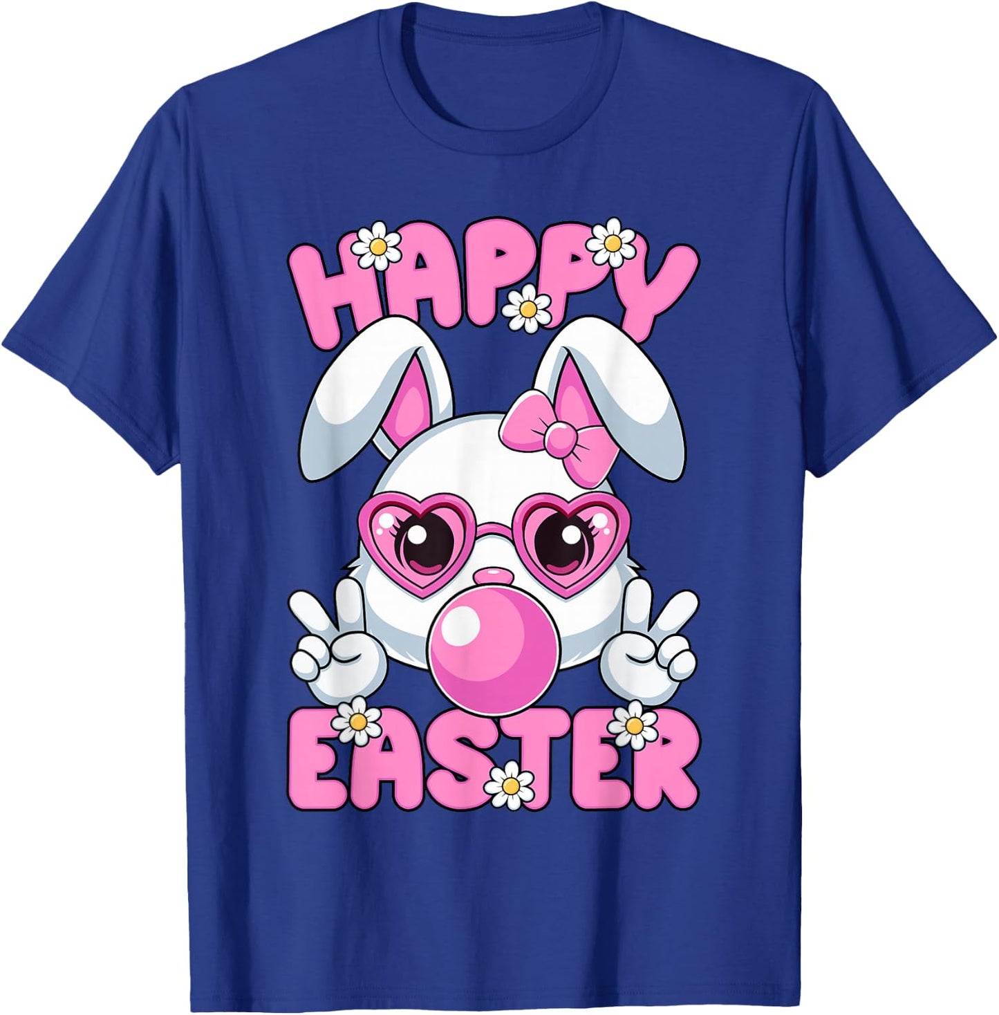 Happy Easter Bunny Face Glasses Easter Day Women Girls Kids T-Shirt - T-Shirt | Royal