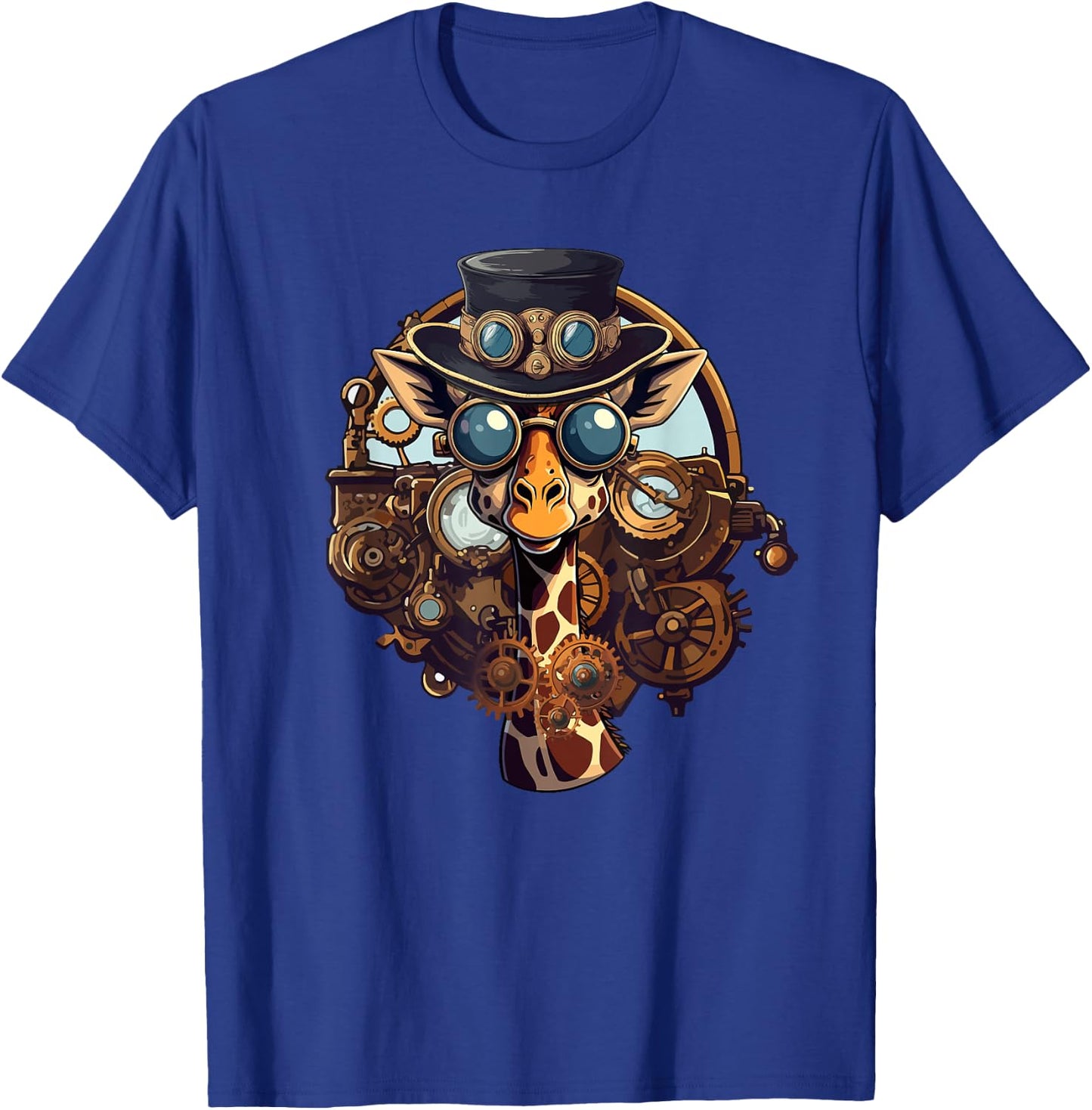Steampunk Gear Giraffe Mechanical Animal Giraffe Lover T-Shirt - T-Shirt | Royal