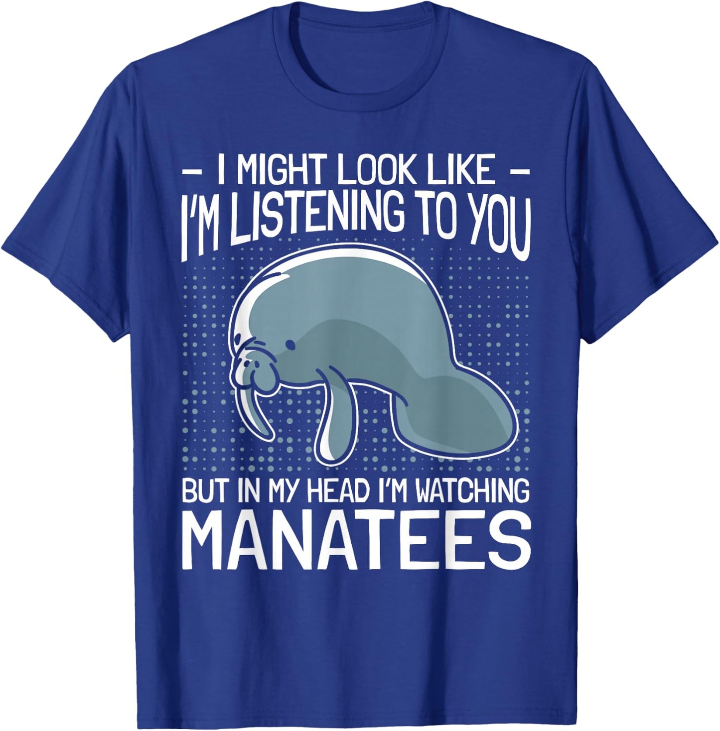 Manatee Gifts Sea Animal Lovers Manatees In My Head - Women's -Adults Black Short Sleeve Classic Fit Cotton 65% Polyester 35% - Small T-Shirt - T-Shirt | Royal