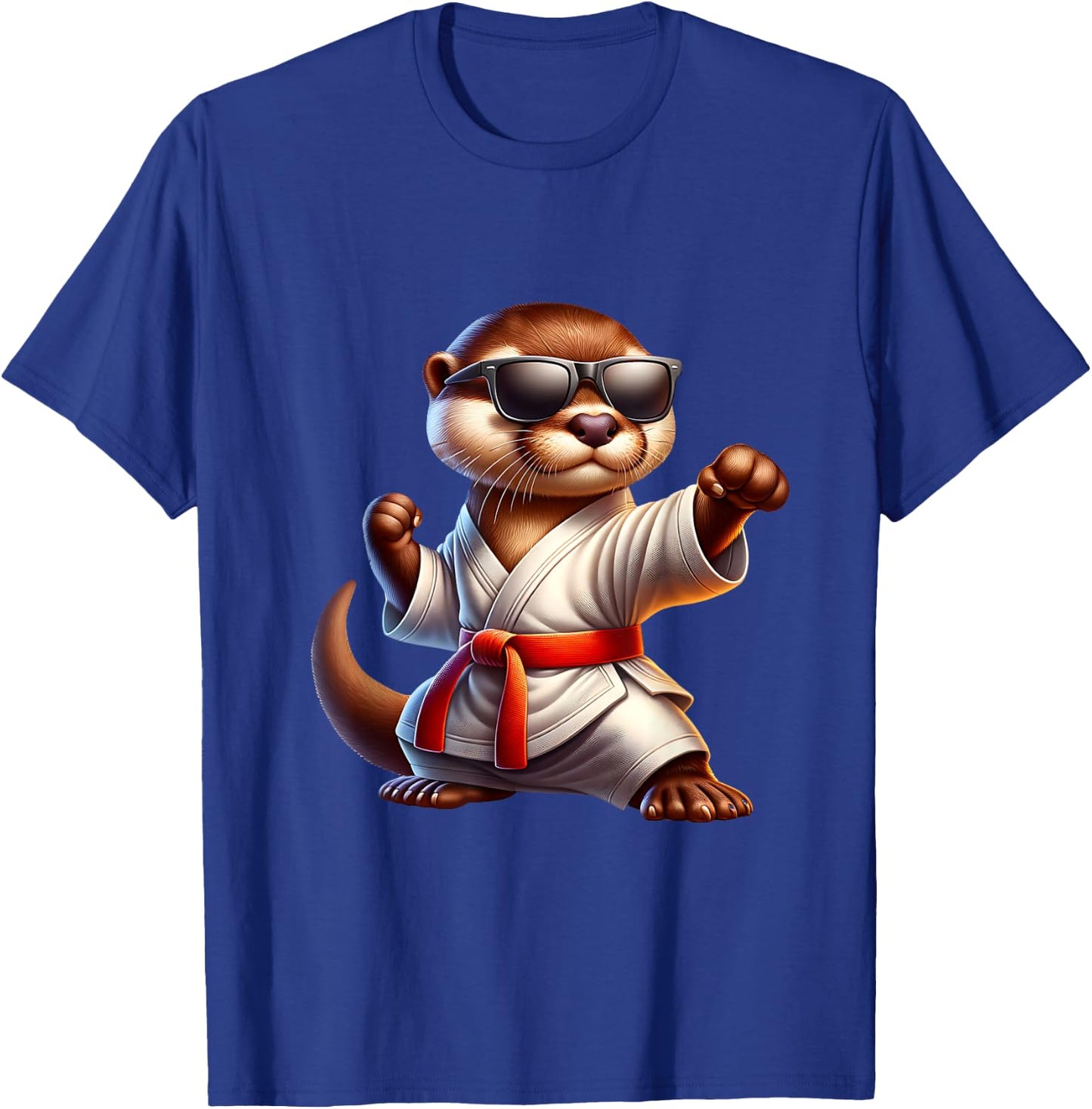 Cute Otter Doing Karate Funny Martial Arts Animal Graphic T-Shirt - T-Shirt | Royal
