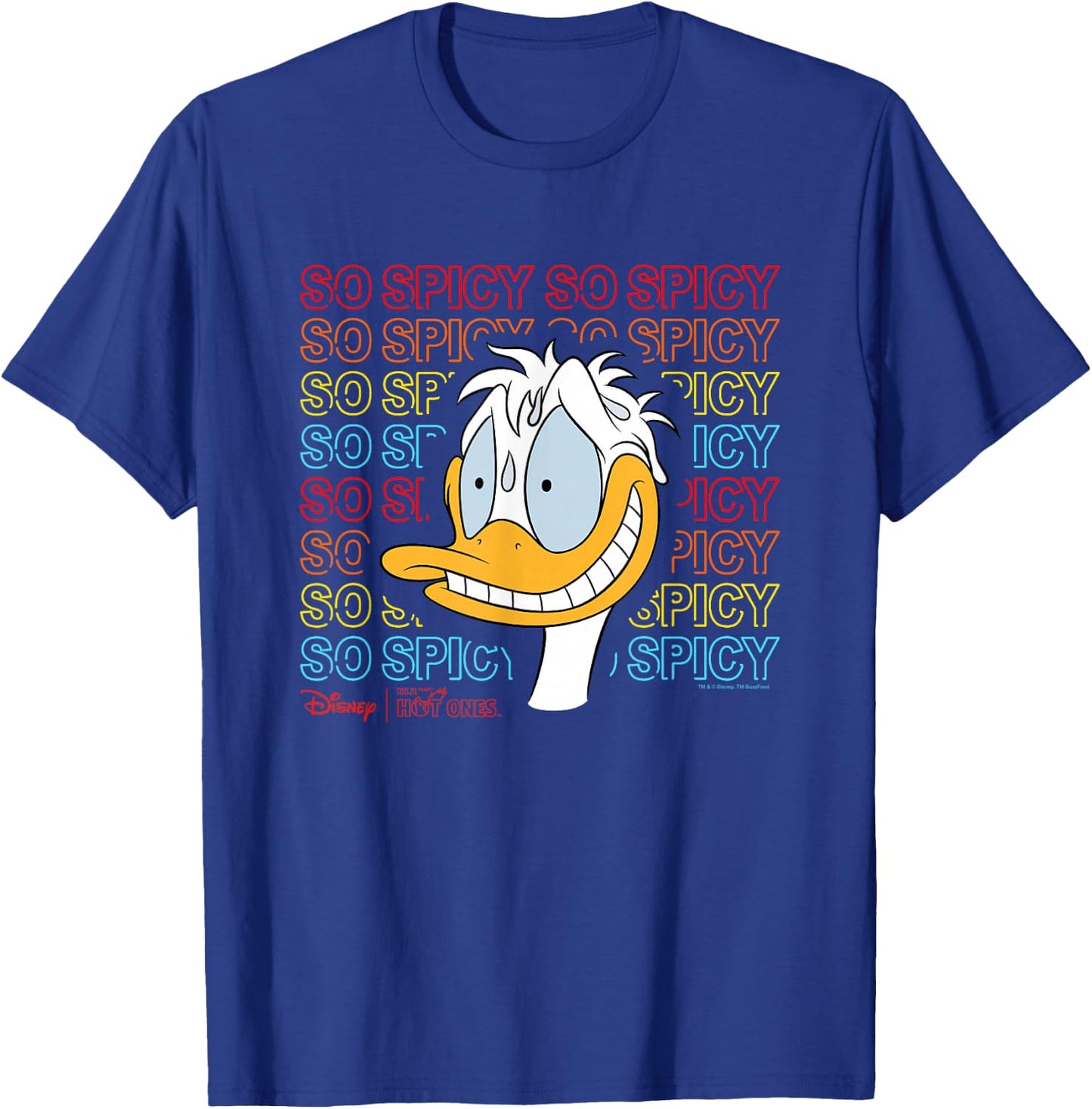 Disney Hot Ones Donald Duck So Spicy Repeating Text T-Shirt - T-Shirt | Royal