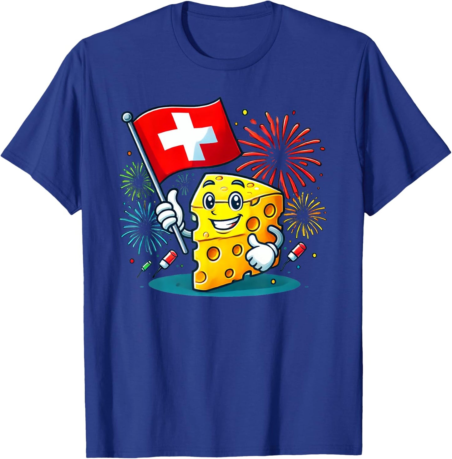 Beautiful Swiss Cheese Cartoon Switzerland National Day T-Shirt - T-Shirt | Royal