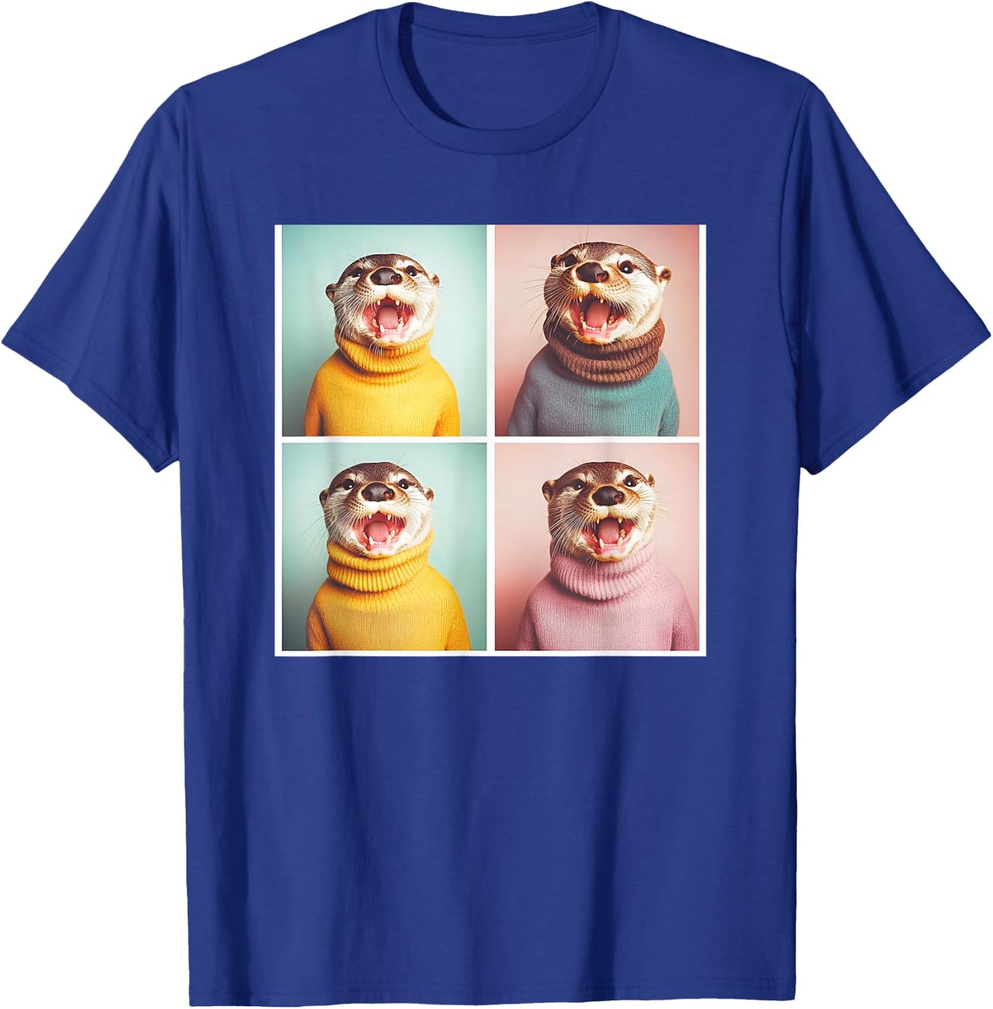Happy Otter Animal Photoshoot Funny Otter T-Shirt - T-Shirt | Royal