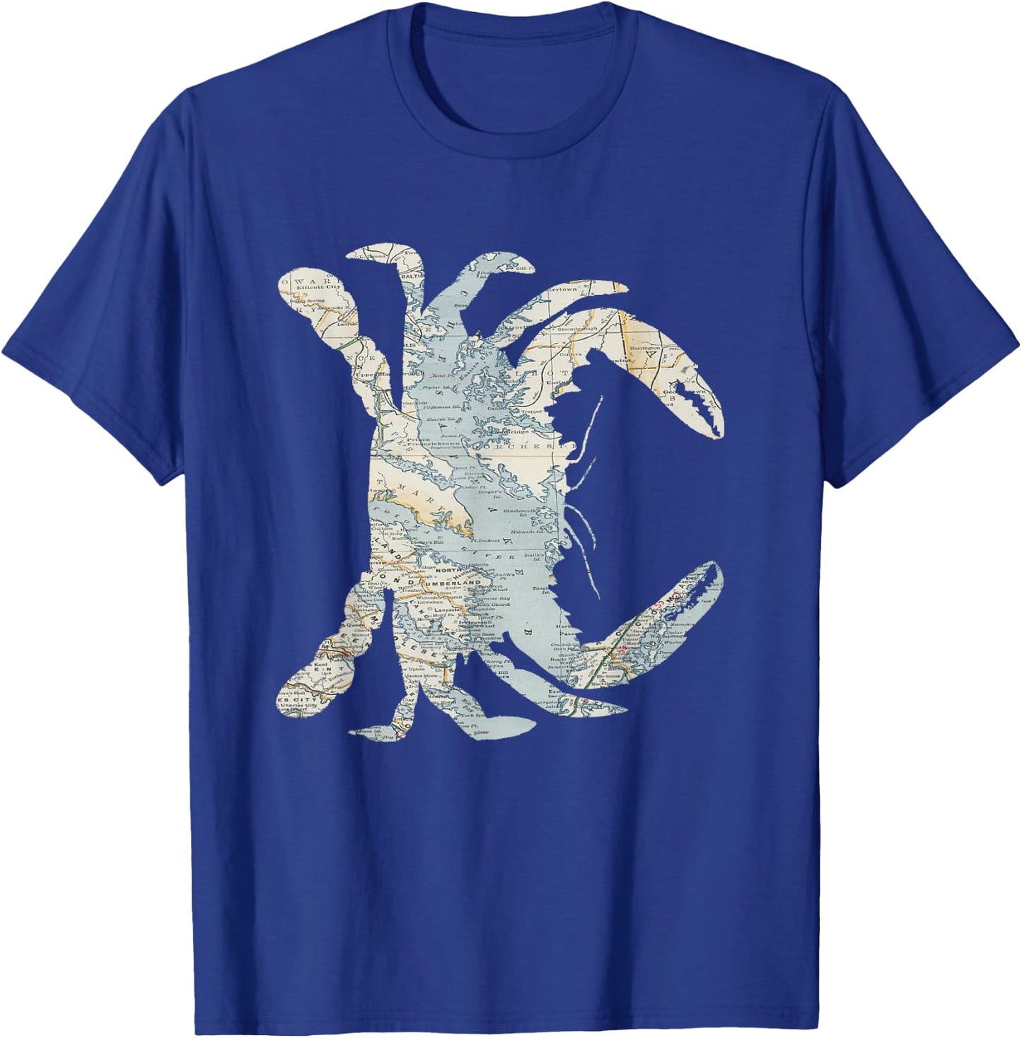 Chesapeake Bay Map Crab Silhouette T-Shirt - T-Shirt | Royal
