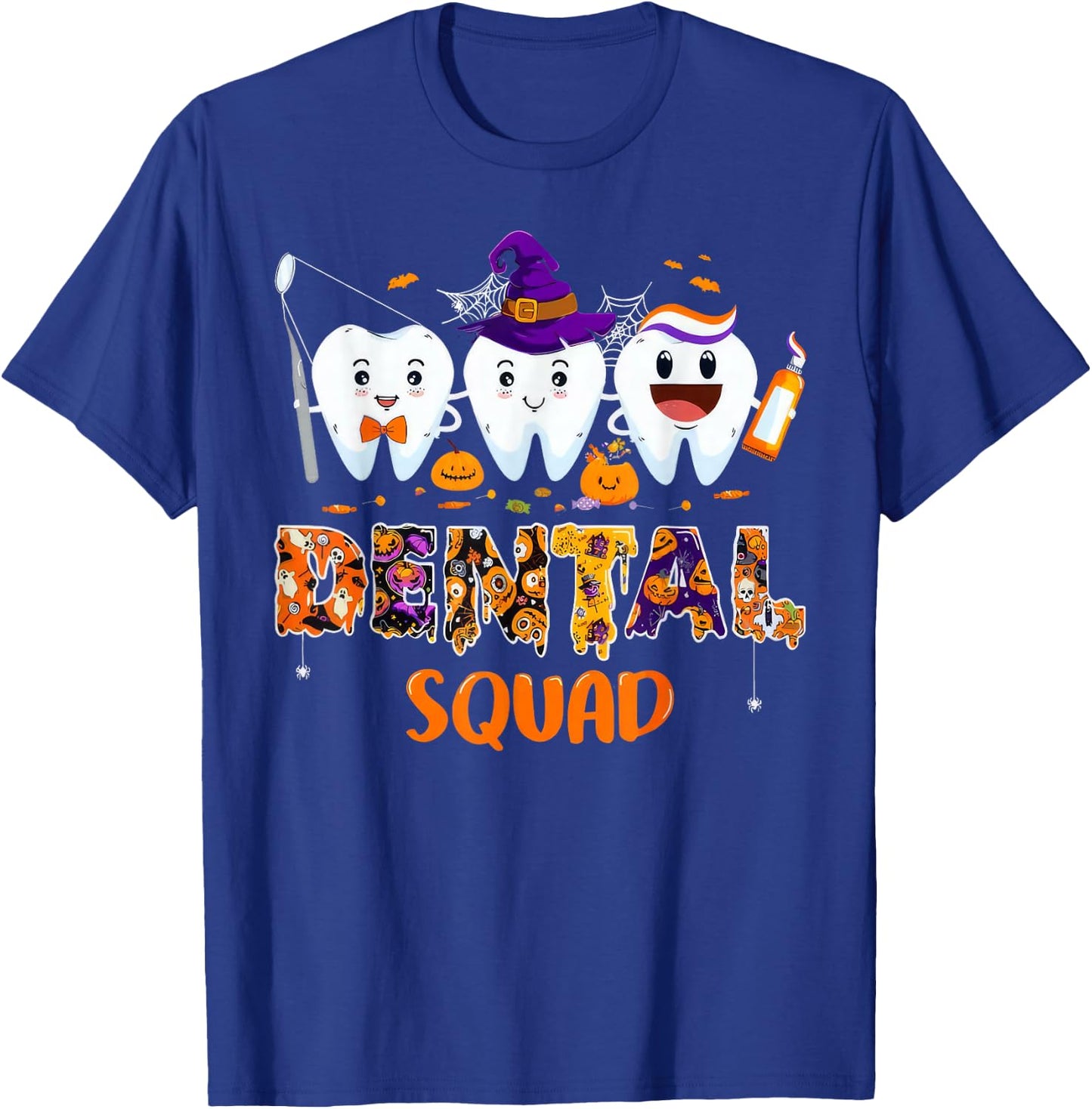 Dental Squad Pediatric Dentist Teeth Halloween Party T-Shirt - T-Shirt | Royal