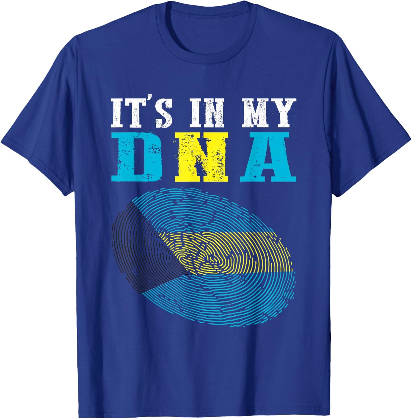 It's In My DNA Bahamas Flag Shirt Fingerprint Bahamian Pride T-Shirt - T-Shirt | Royal