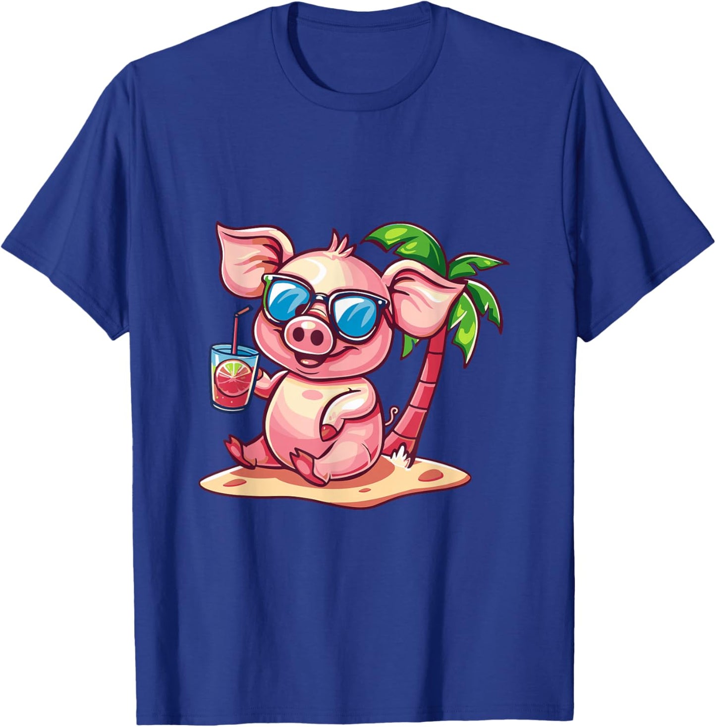 Party Pig Palm Trees Summer Vacation T-Shirt - T-Shirt | Royal