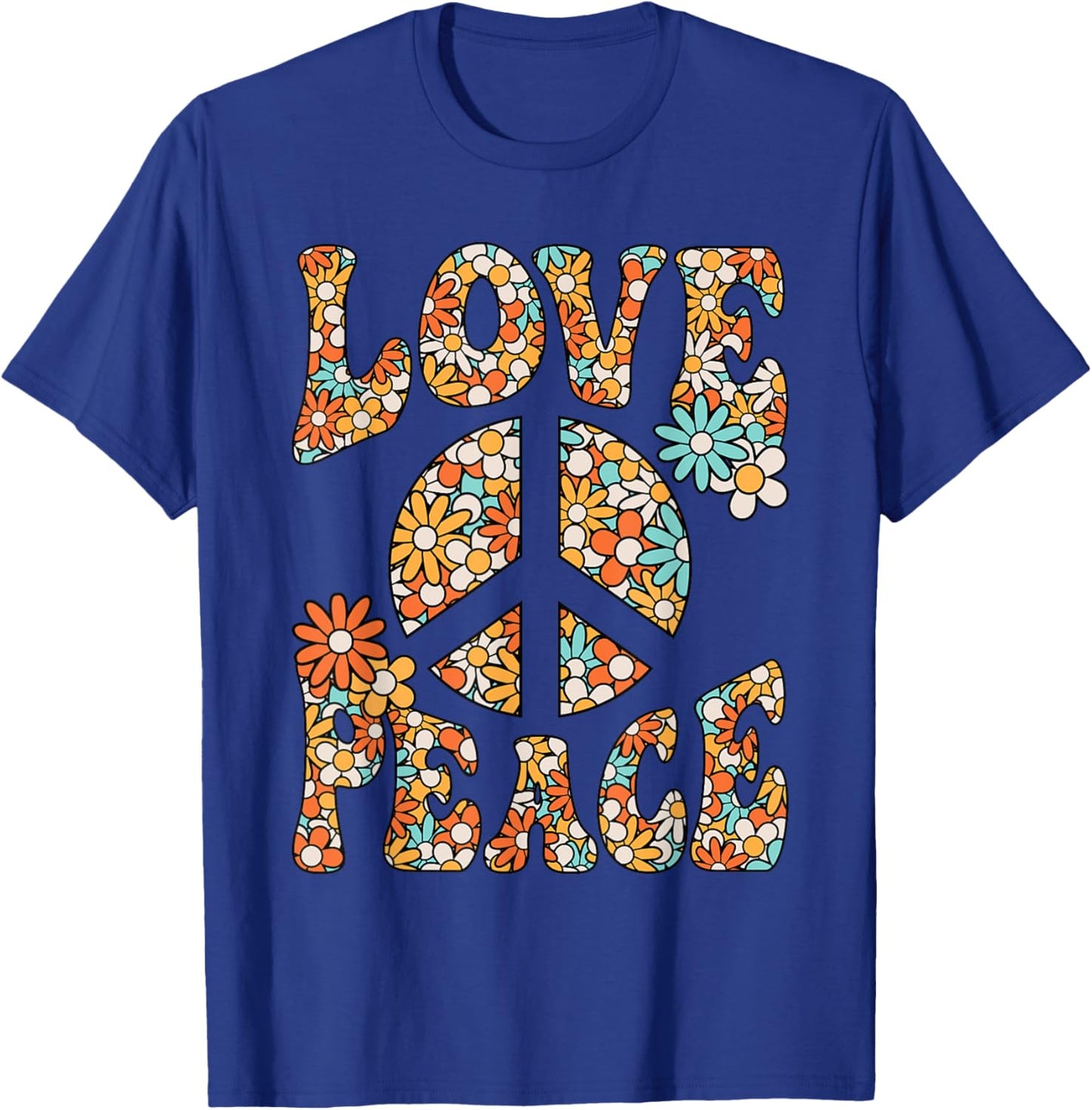 Love Peace Sign Hippie Flower Groovy 60s 70s Party Outfit T-Shirt - T-Shirt | Royal