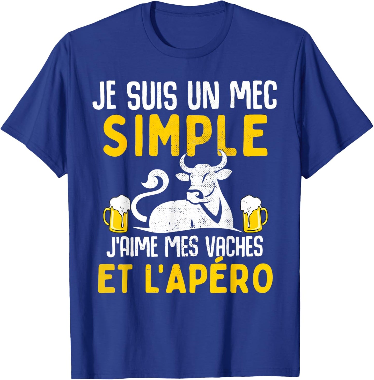 I am a simple guy I love my cows aperitif humour cow , Black, S T-Shirt - T-Shirt | Royal