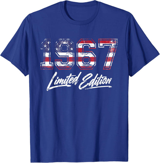 Birthday 1967 Year Patriotic Limited Edition American Flag T-Shirt - T-Shirt | Royal