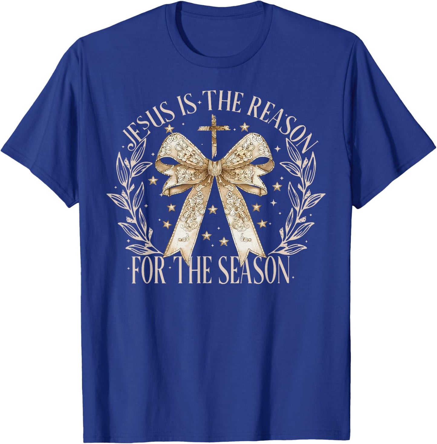 Jesus Is The Reason For The Season Christmas Coquette Bow T-Shirt - T-Shirt | Royal