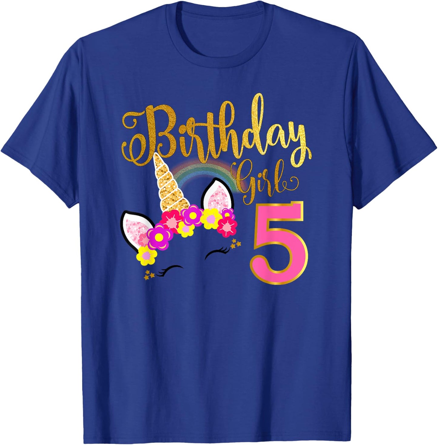 I'm 5th the Birthday for Girl Unicorn 5 year old Birthday T-Shirt - T-Shirt | Royal