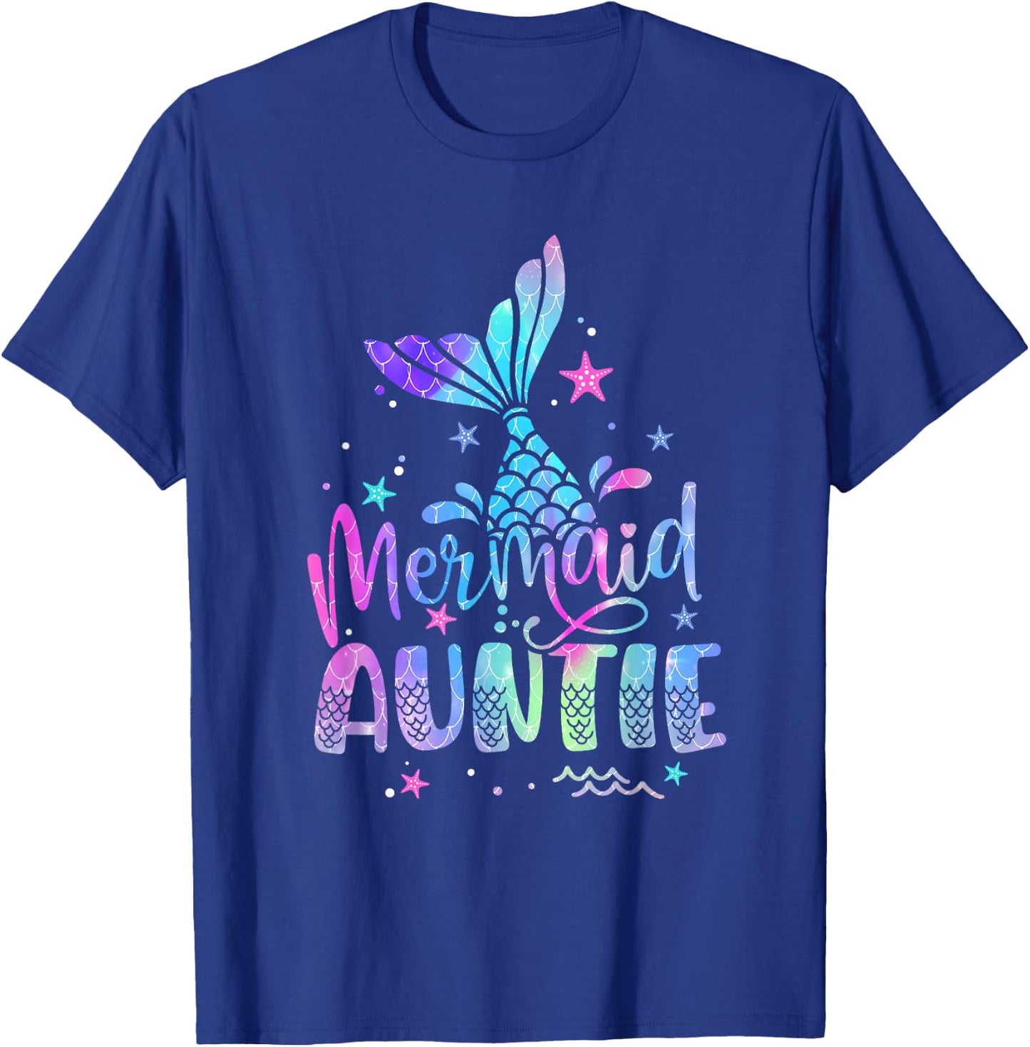 Mermaid Auntie Funny Women Family Matching 1st Birthday T-Shirt - T-Shirt | Royal