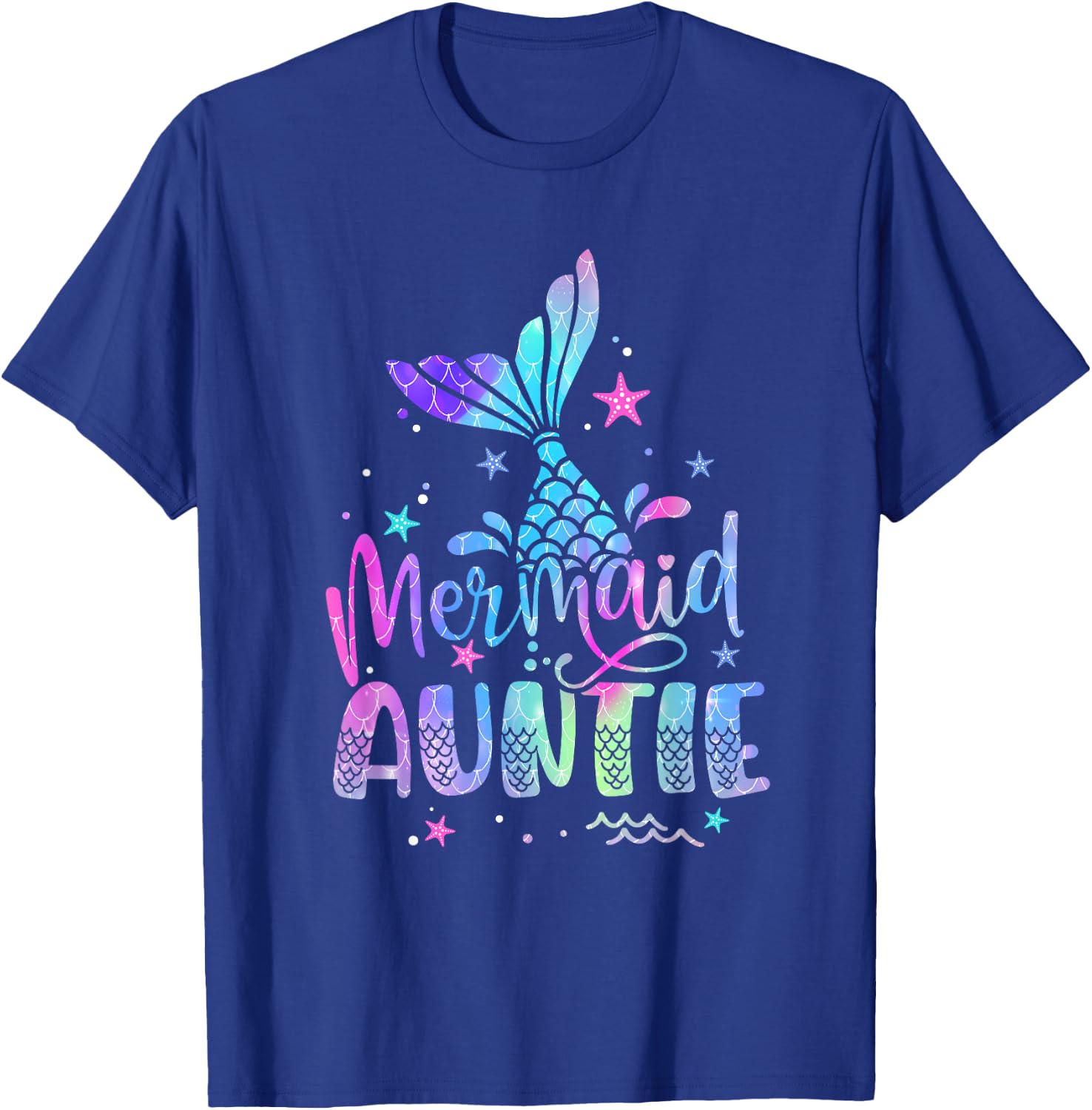 Mermaid Auntie Funny Women Family Matching 1st Birthday T-Shirt - T-Shirt | Royal