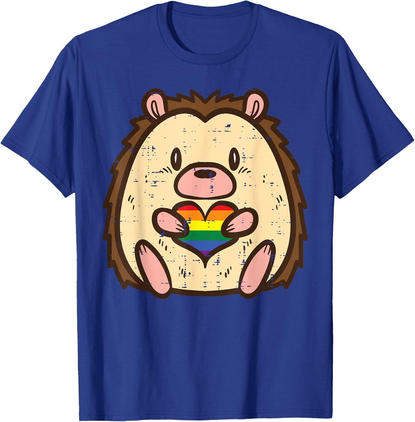 Gay Pride Hedgehog Heart Rainbow Flag Lgbtq Men Women Kids T-Shirt - T-Shirt | Royal