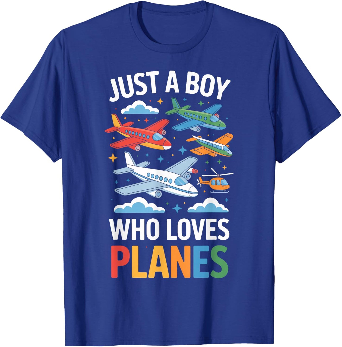 Just A Boy Who Loves Planes Airplane Fan Young Aviator Boys T-Shirt - T-Shirt | Royal
