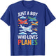 Just A Boy Who Loves Planes Airplane Fan Young Aviator Boys T-Shirt - T-Shirt | Royal