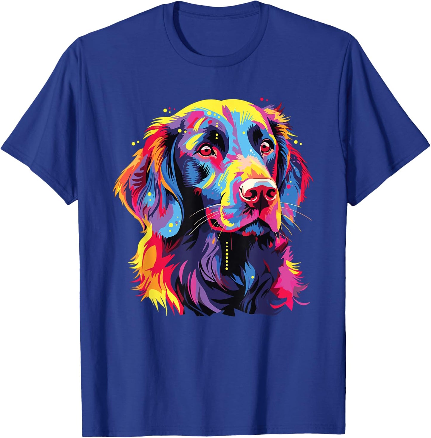 Watercolor Colorful Flat Coated Retriever Dog Men Women Girls Kids T-Shirt - T-Shirt | Royal
