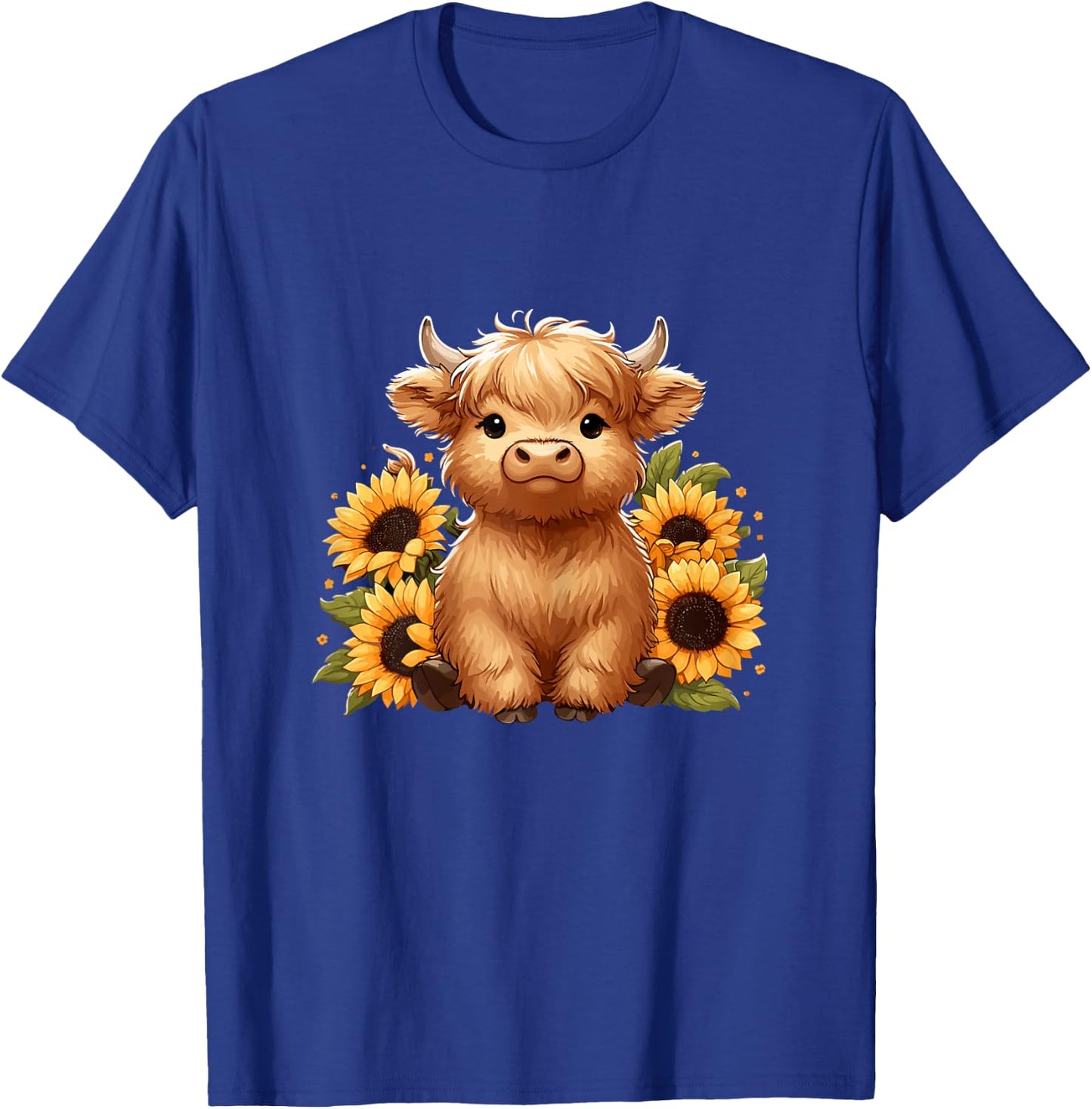 Sunflower Highland Cow Farm T-Shirt - T-Shirt | Royal