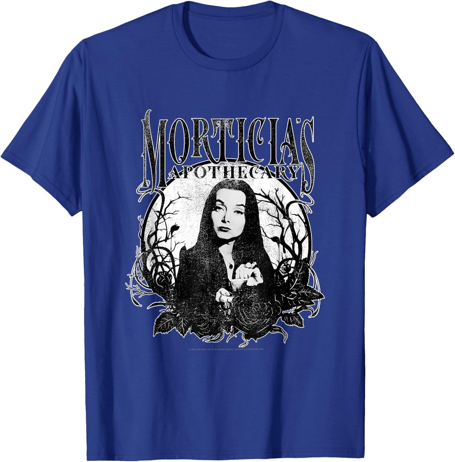 The Addams Family Morticia's Apothecary Dark Gothic Floral , Black, S T-Shirt - T-Shirt | Royal