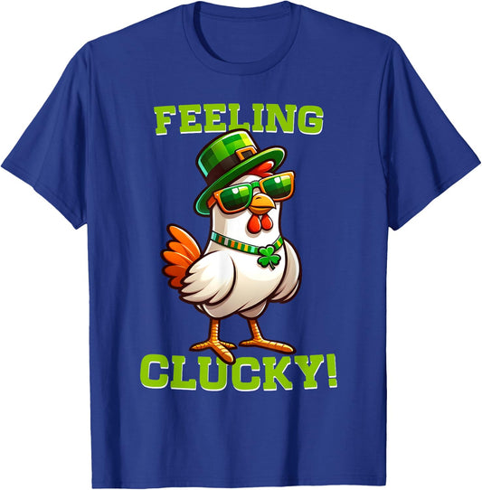 Feeling Clucky Funny Chicken St Patrick's Day Lucky Charm T-Shirt - T-Shirt | Royal